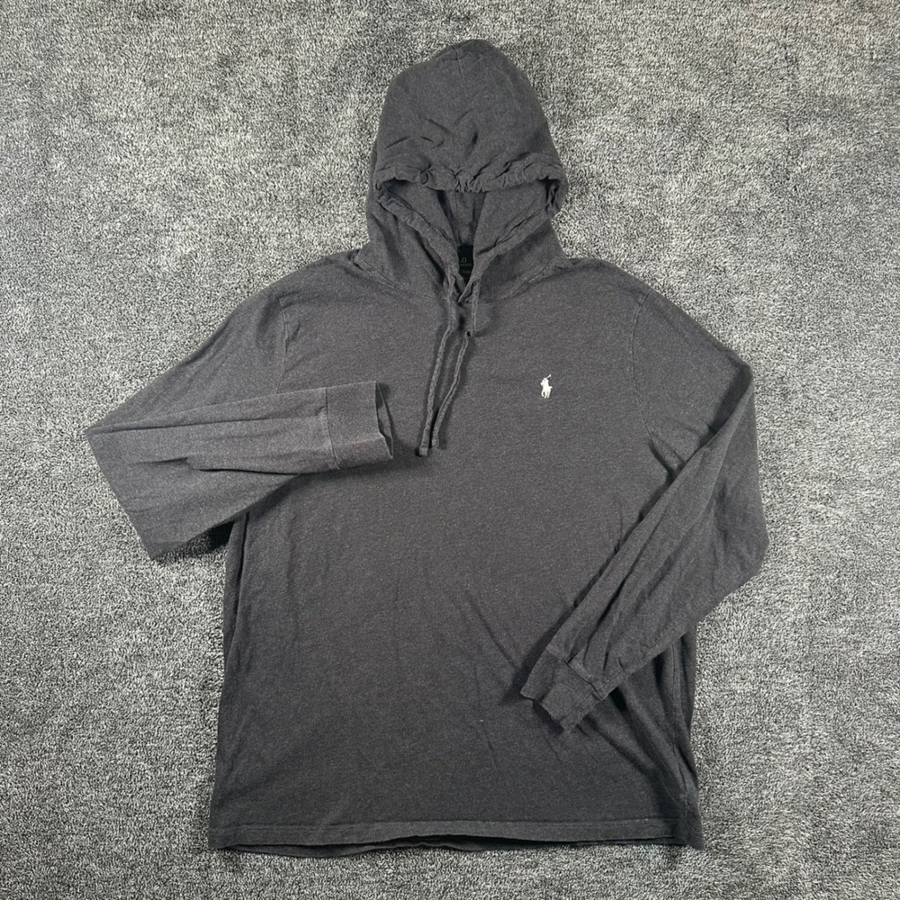 Polo Ralph Lauren Hooded T-Shirt Mens XXL Charcoal Gray Pony Logo Pullover